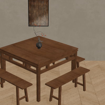 新中式方桌椅 仿古餐桌椅 农村中堂实木四方桌 老式八仙桌