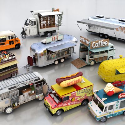 现代零售美食车组合