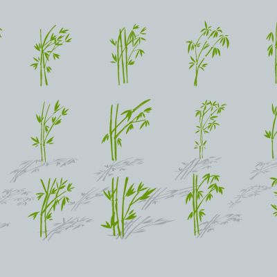 现代植物竹子竹叶圆形头像LOGO剪影图标