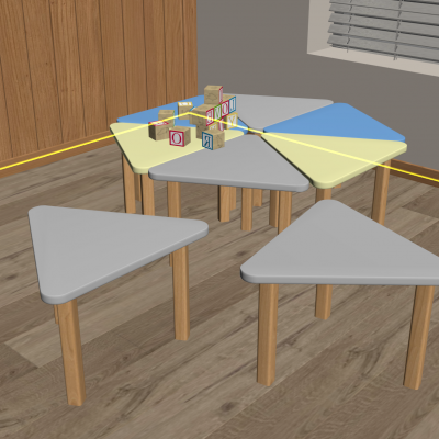 六边形可拼接儿童桌 电脑实验六角桌 辅导组合拼接 阅览课桌