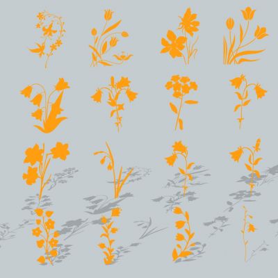 现代植物花卉花草风铃百合剪影图标