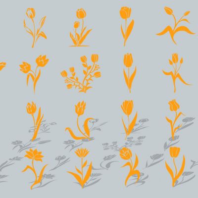 现代植物花卉花草郁金香剪影图标