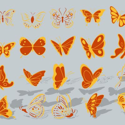 现代动物昆虫蝴蝶剪影图标装饰摆件