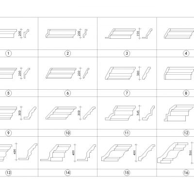 欧式天花线条CAD图库