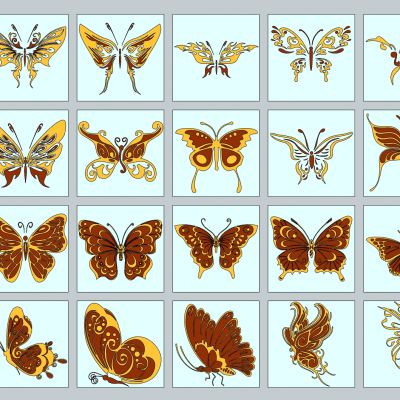 现代动物昆虫蝴蝶剪影图标装饰摆件