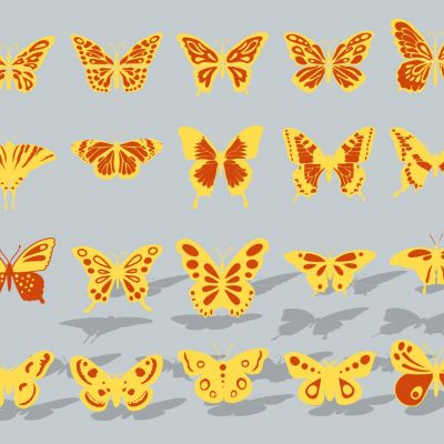 现代动物昆虫蝴蝶剪影图标装饰摆件