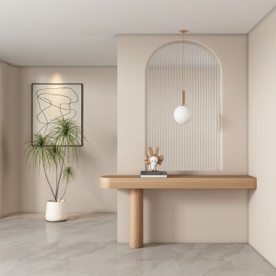 现代奶油风玄关过道 隔断