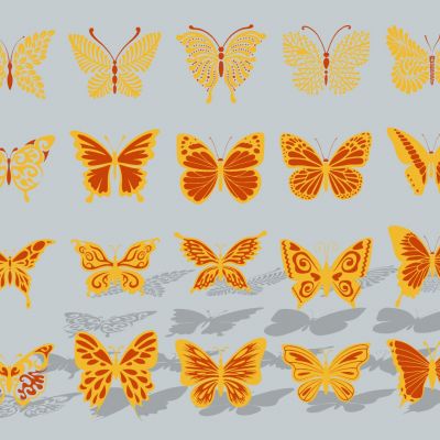 现代动物昆虫蝴蝶剪影图标装饰摆件