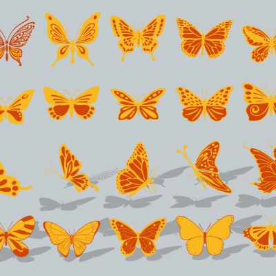 现代动物昆虫蝴蝶剪影图标装饰摆件