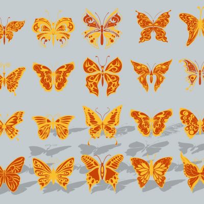 现代动物昆虫蝴蝶剪影图标装饰摆件