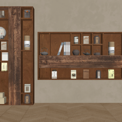 新中式博古架 茶室置物架 实木隔断 茶叶展示柜架 壁挂多宝阁