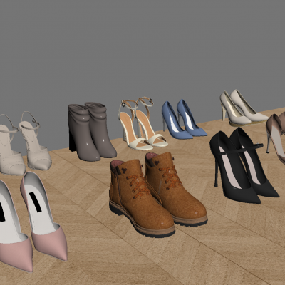 女士高跟鞋 女士皮鞋 皮凉鞋 女士短靴3D模型