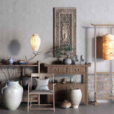 新中式餐边柜 边柜 雕花