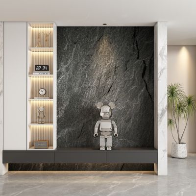 现代毛石玄关过道 隔断