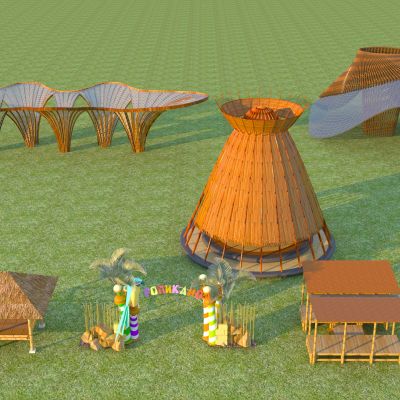 新中式竹艺廊架 景观廊架