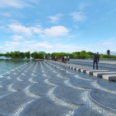 现代汀步叠水景观