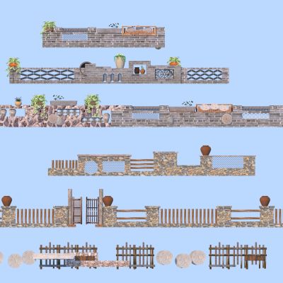 现代乡村景墙组合 围墙