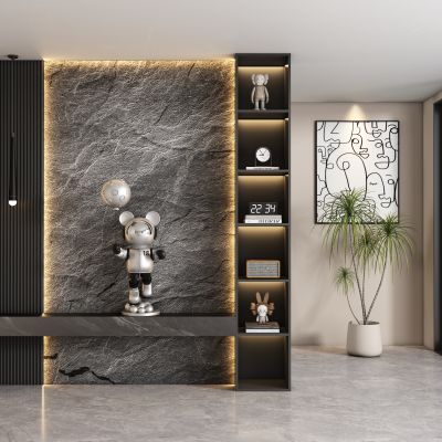 现代毛石岩石玄关过道 隔断