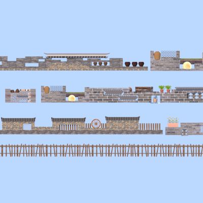 现代乡村景墙组合 围墙