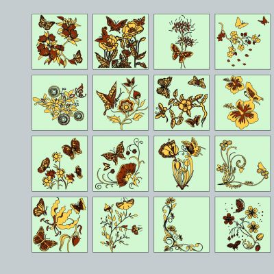 现代动物昆虫蝴蝶剪影图标蝶恋花图案剪影装饰摆件