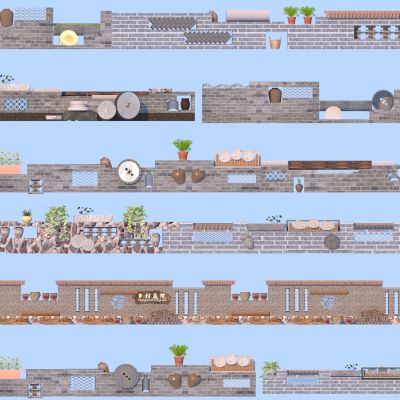 现代乡村景墙组合 围墙