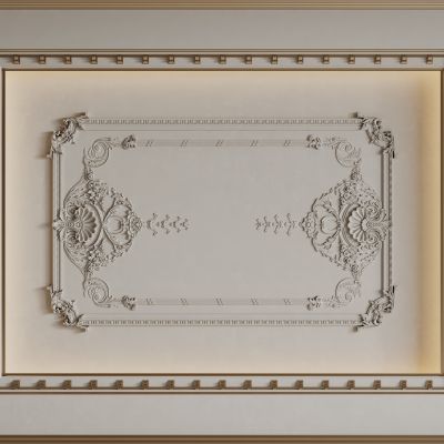 法式天花吊顶 法式护墙板 法式雕花线条