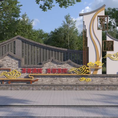 新中式乡村景墙 乡村雕塑小品