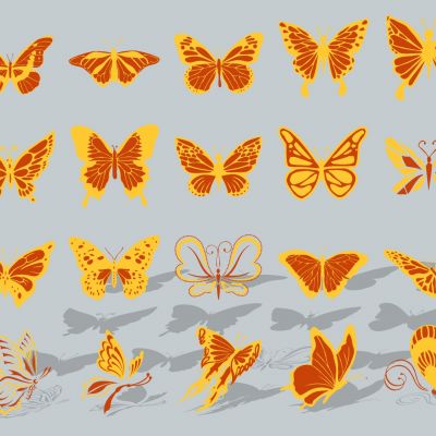 现代动物昆虫蝴蝶剪影图标装饰摆件