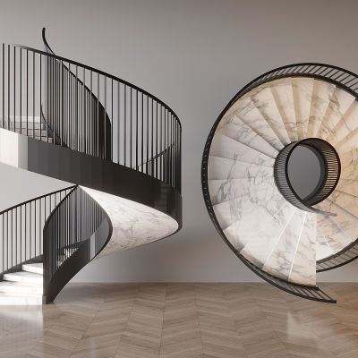 现代旋转楼梯 铁艺旋转楼梯 金属扶手楼梯