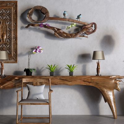 中式玄关柜 枯枝 雕花