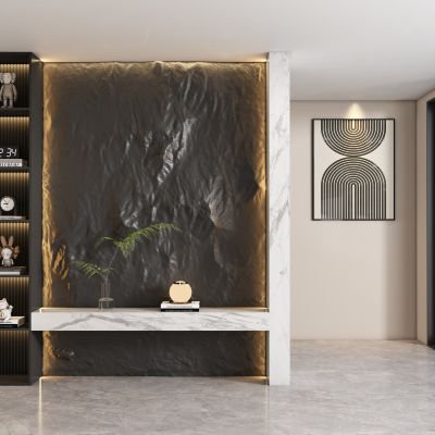 现代毛石岩石玄关过道 隔断