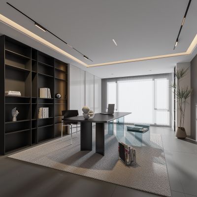 现代家居书房 书桌组合 书柜组合 饰品
