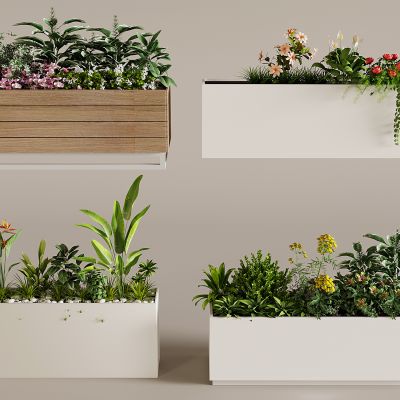 植物花卉花箱花钵 长方形仿陶瓷水泥花槽盆栽 种植箱自吸水 绿植隔断造景
