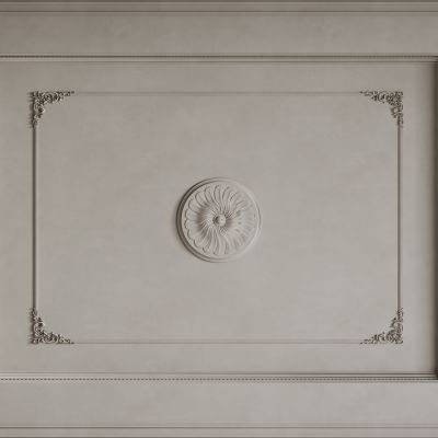 法式天花吊顶 法式灯盘 法式雕花线条3D模型