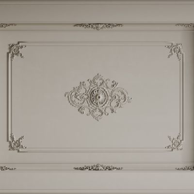 法式天花吊顶 法式灯盘 法式雕花线条
