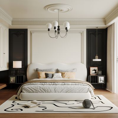  法式黑白卧室 黑白 主卧