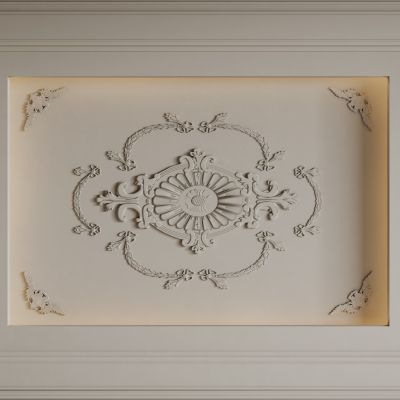 法式天花吊顶 法式灯盘 法式雕花线条