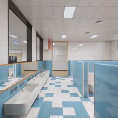 现代幼儿园卫生间3D模型