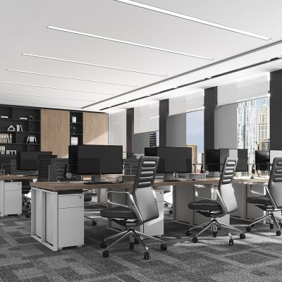 现代公共办公区 公共办公桌椅组合