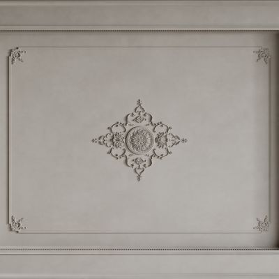 法式天花吊顶 法式灯盘 法式雕花线条