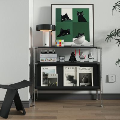  现代简约黑色储物柜玄关柜