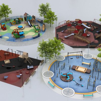 现代儿童游乐场组合