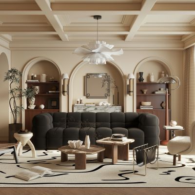 中古风客厅 有主灯