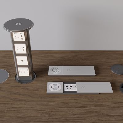 智能升降插座 隐藏嵌入式桌面岛台电源排插 USB快充按压 无线充电