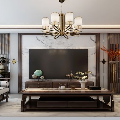 新中式客厅，沙发组合