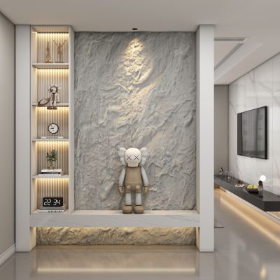 现代毛石玄关过道 隔断