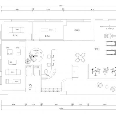 普拉提瑜伽室CAD平面图