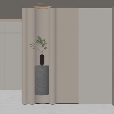 奶油 诧寂风 波浪造型 悬浮端景 小洞天 入户隔断 玄关