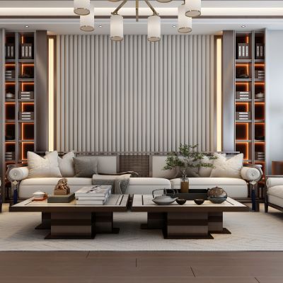 新中式客厅，沙发组合