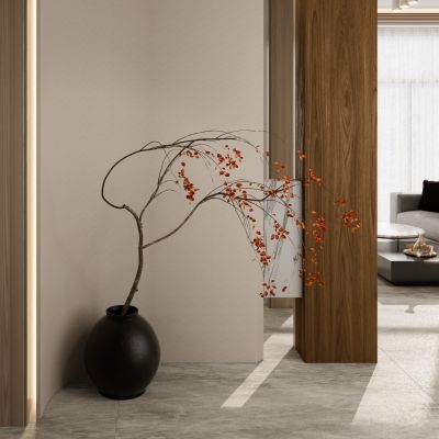 中式 中古风 禅意 弧形 入户隔断 玄关